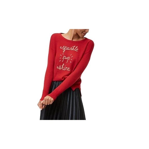 Loft Sweater Women 2XL Red Festive Pullover Winter Sparkle Pop Shine Holiday 80s - Picture 1 of 12